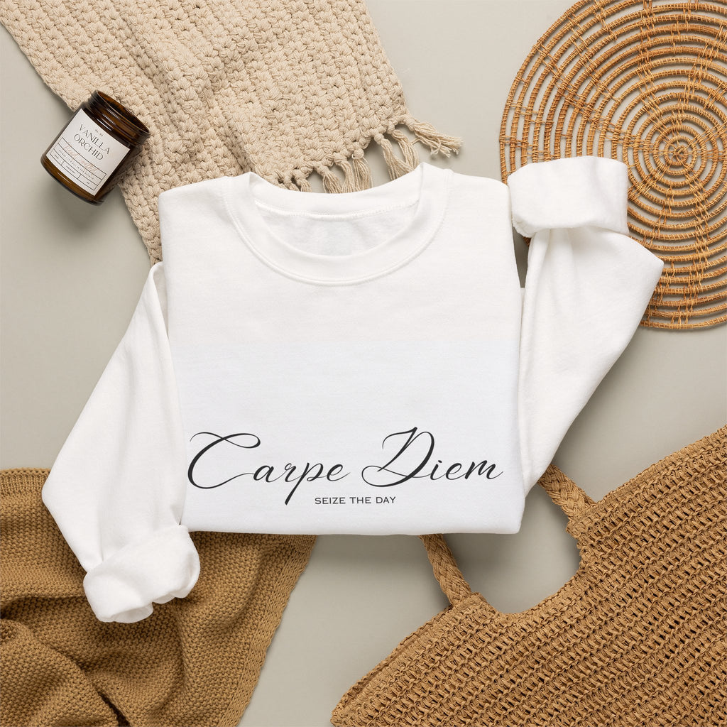 Carpe Diem Crewneck Sweatshirt - Inspirational Minimalist Quote